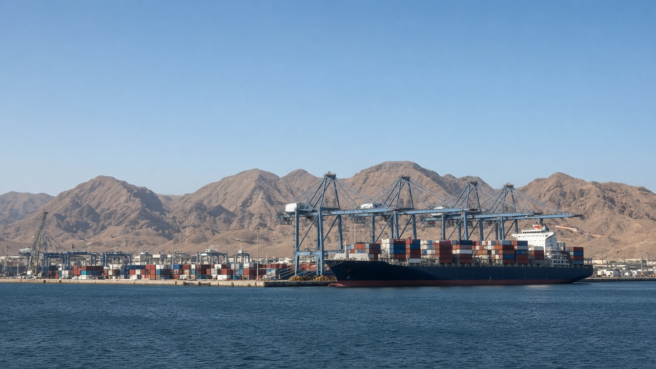 Djibouti port terminal along the coastline