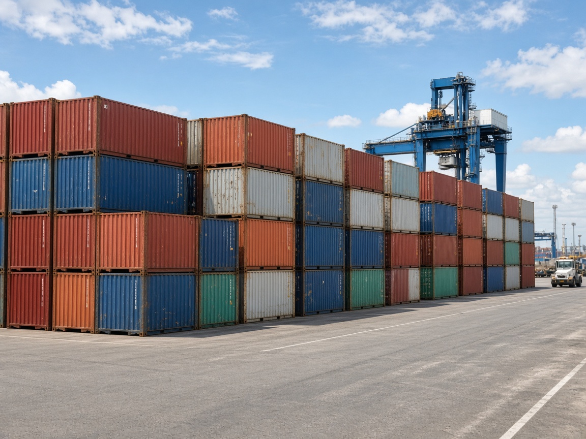 Stacked shipping containers at the terminal